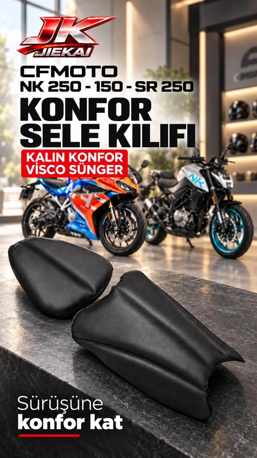 Cfmoto Nk 250 - 150 - SR 250 Konfor Sele Kılıfı Kalın Konfor Visco Sünger