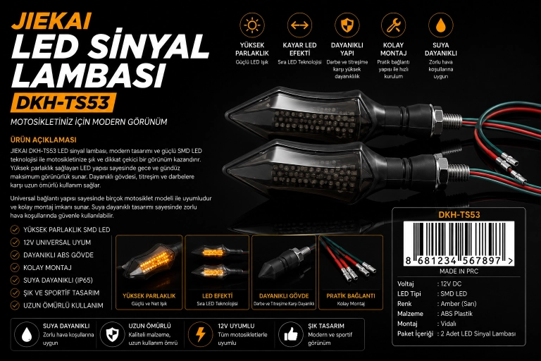 JİEKAİ DKH-TS53 ÜNİVERSAL LED SİNYAL LAMBASI