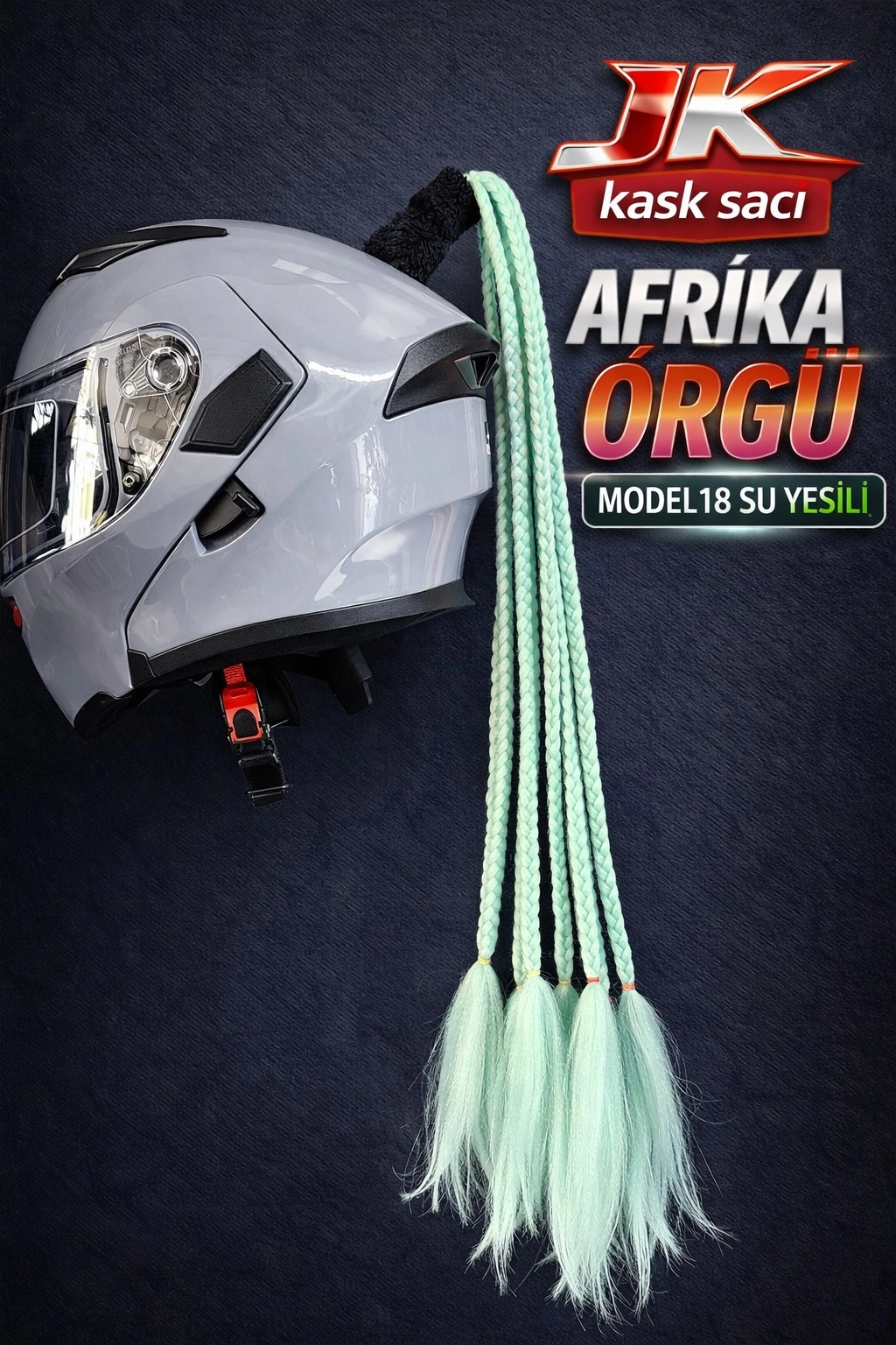 JİEKAİ KASK SAÇI SU YEŞİLİ RENK AFRİKA ÖRGÜ MODEL-18