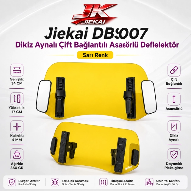 SARI 34 X 17 DBS007 Dikiz aynalı Universal Çift Bağlantılı Asansörlü Deflektör