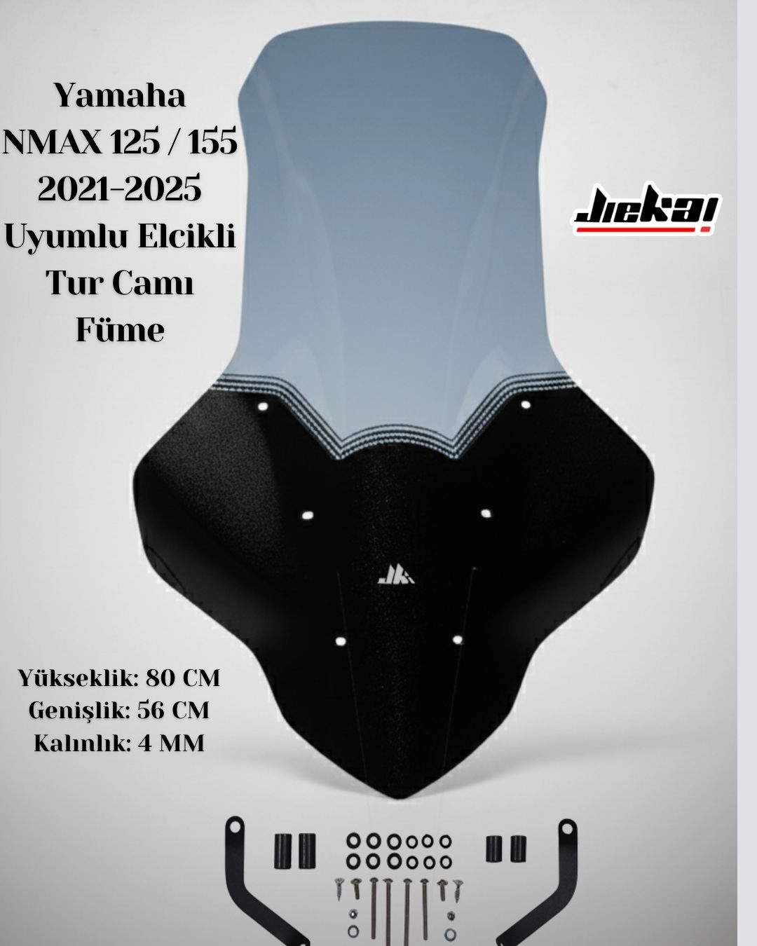 Yamaha NMAX 125 / 155 2021-2025 Uyumlu Elcikli Tur Camı Füme-