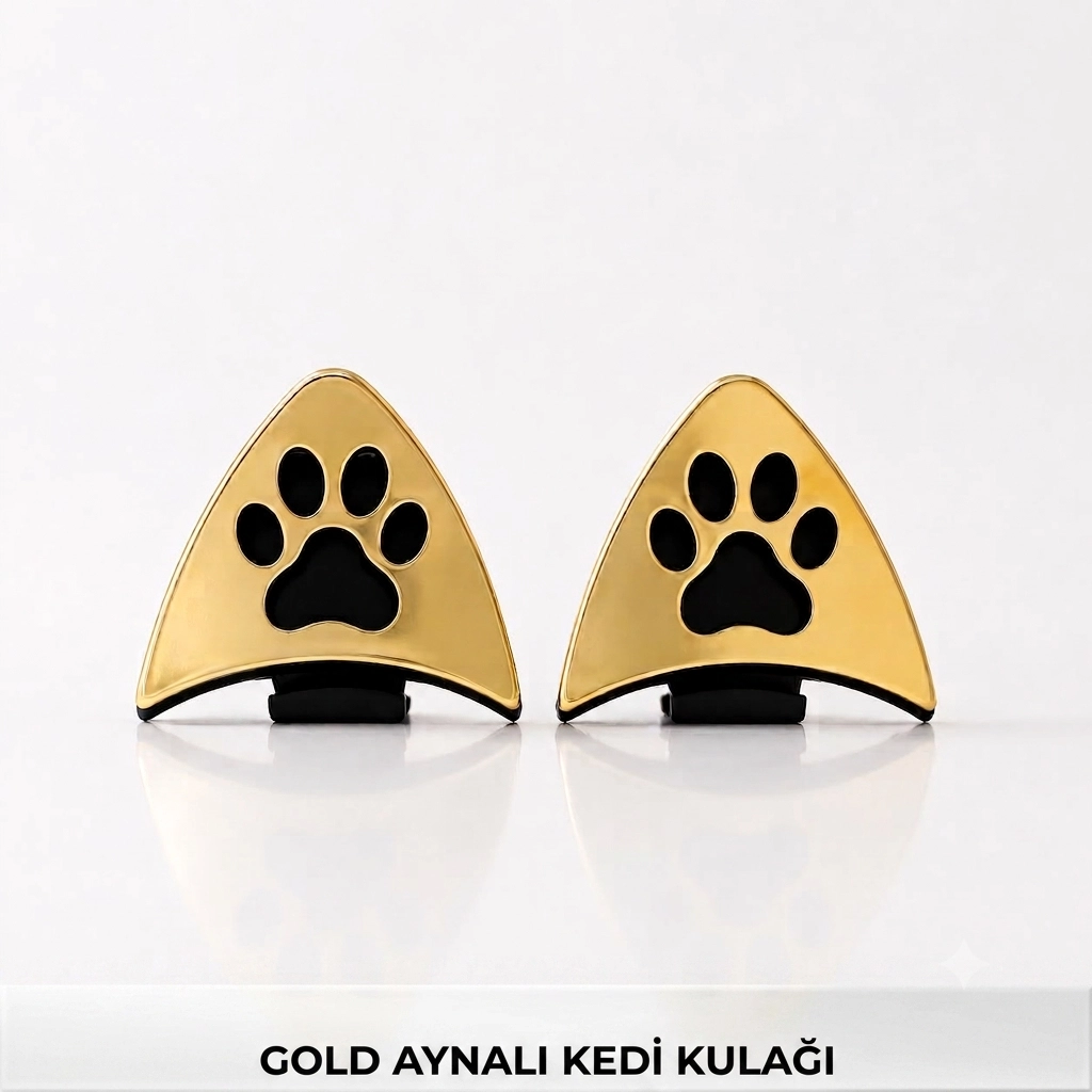 KASK ÜSTÜ KEDİ KULAĞI AKSESUARI (GOLD AYNALI)