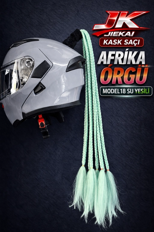 JİEKAİ KASK SAÇI SU YEŞİLİ RENK AFRİKA ÖRGÜ MODEL-18