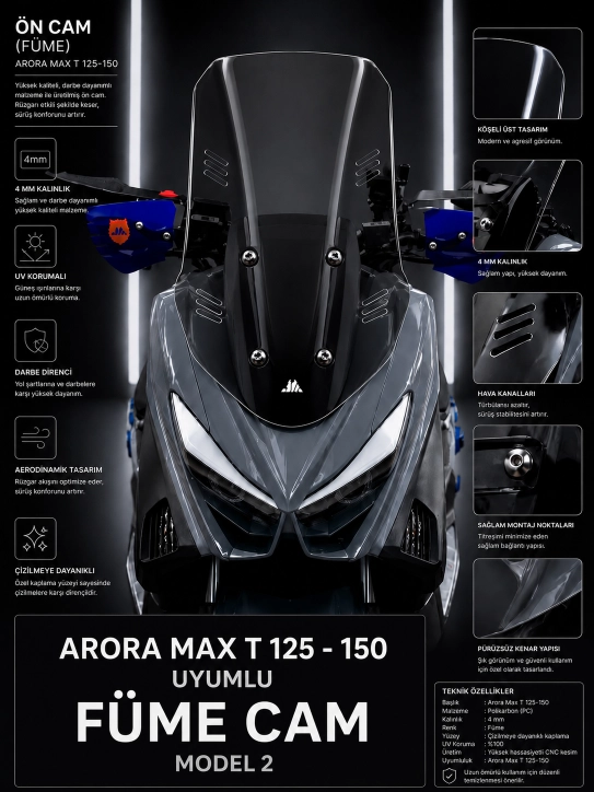JK JİEKAİ ARORAR MAX-T UZUN TUR CAM FÜME MODEL 2 – N-MAX 2015-2020 UYUMLU