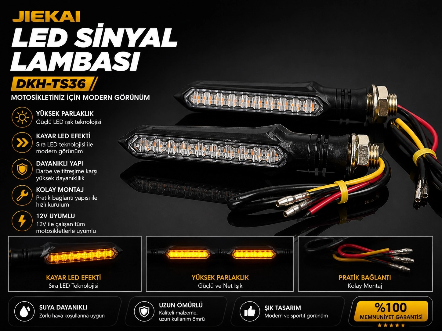 JİEKAİ DKH-TS49 Kayan LED Sinyal Lambası