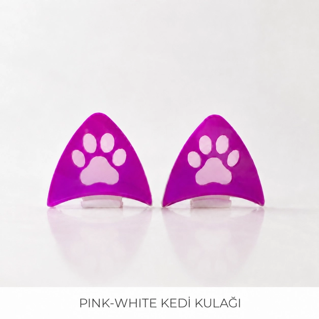 KASK ÜSTÜ KEDİ KULAĞI AKSESUARI (PİNK-WHİTE)
