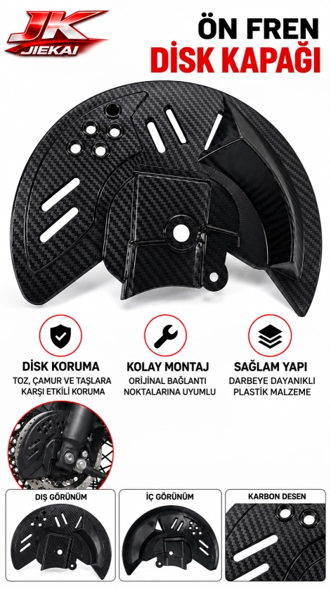 MOTOSİKLET ÖN FREN DİSK KAPAĞI KARBON DESENLİ DİSK KORUMA MUHAFAZASI