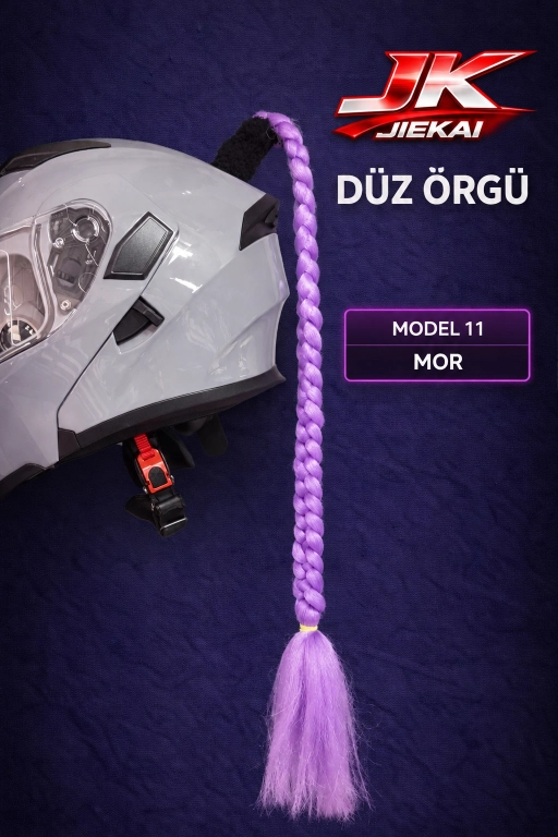 JİEKAİ KASK SAÇI MOR RENK DÜZ ÖRGÜ MODEL-11