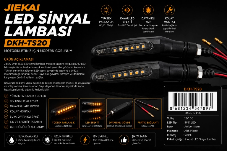 JİEKAİ DKH-TS20 ÜNİVERSAL LED SİNYAL LAMBASI