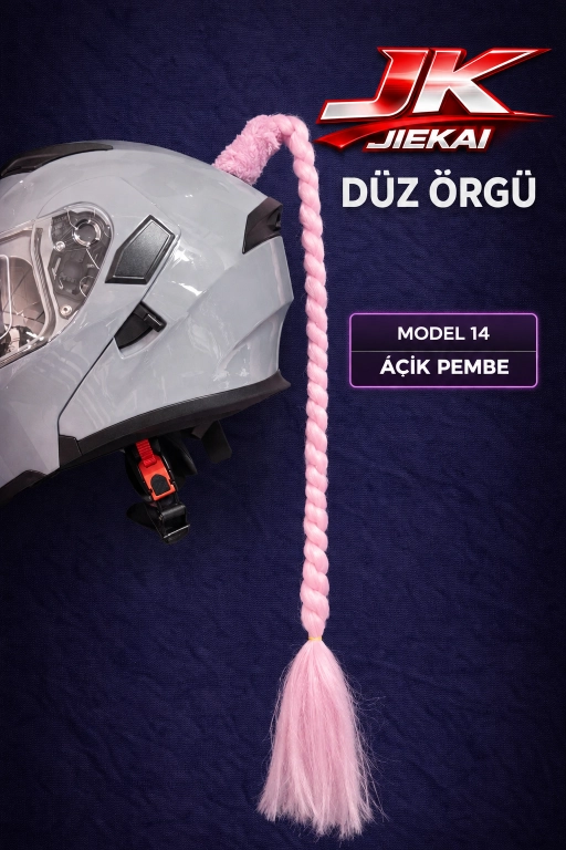 JİEKAİ KASK SAÇI AÇIK PEMBE RENK DÜZ ÖRGÜ MODEL-14