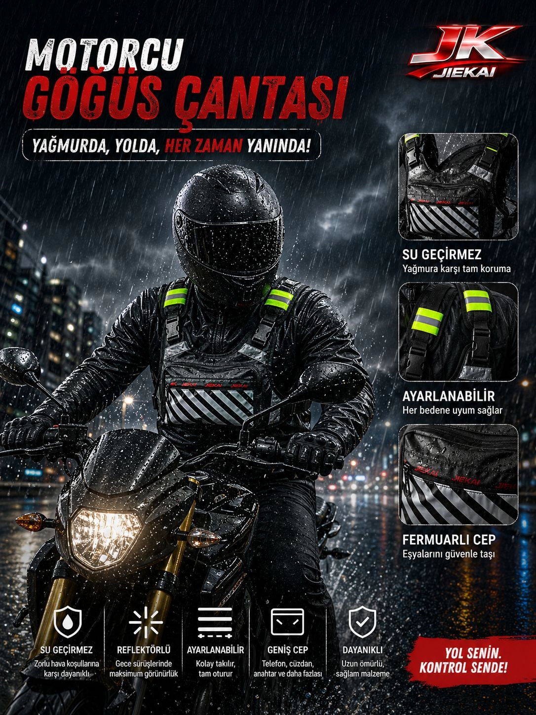 JİEKAİ JK-RF01 Motorcu Göğüs Çantası