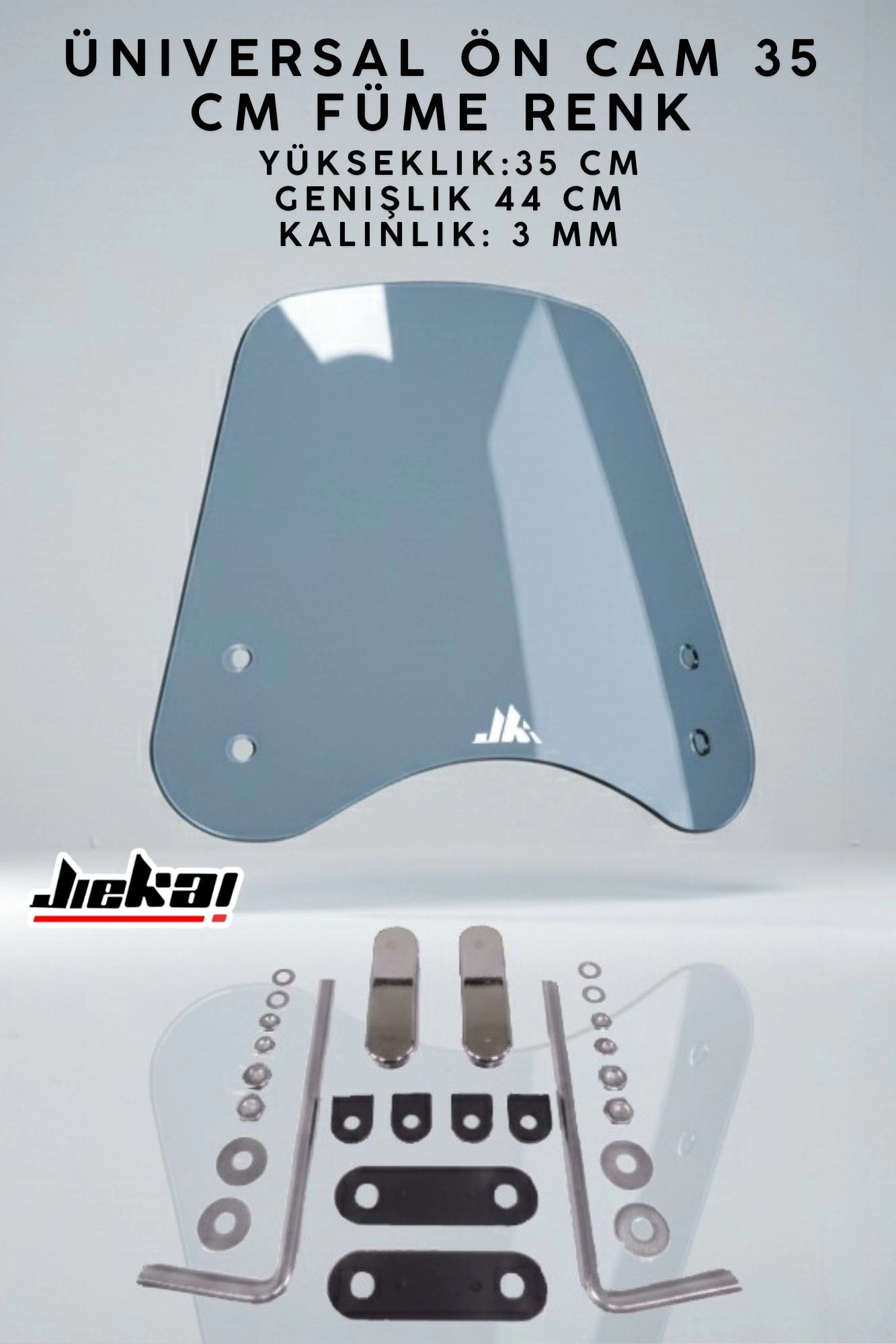 JİEKAİ ÜNİVERSAL SCOOTER ÖN CAM 35 CM FÜME RENK