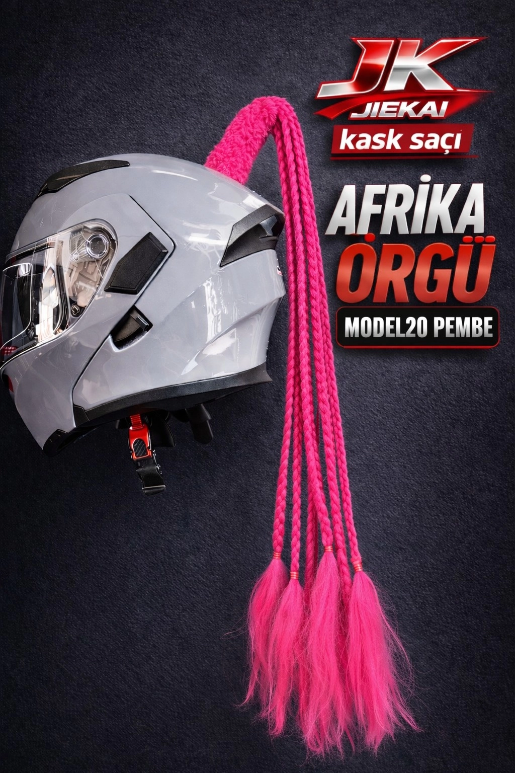 JİEKAİ KASK SAÇI PEMBE RENK AFRİKA ÖRGÜ MODEL-20